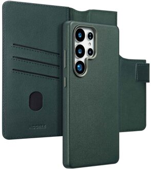 Accezz Leather Bookcase 2-in-1 met MagSafe voor Samsung Galaxy S25 Ultra Telefoonhoesje Groen