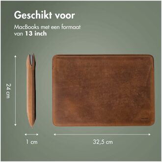 Accezz Leather hoes voor MacBook 13 inch Laptop sleeve Bruin