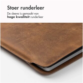 Accezz Leather hoes voor MacBook 15 inch Laptop sleeve Bruin