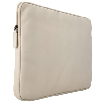 Accezz Leather Laptop hoes met rits 13-14 inch - Laptopsleeve - Beige - 14