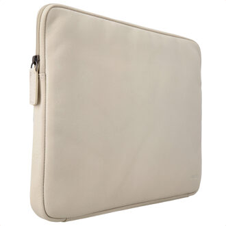 Accezz Leather Laptop hoes met rits 15-16 inch - Laptopsleeve - Beige - 16