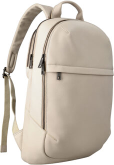 Accezz Leather Laptop rugzak 16 inch - Beige - 16.2