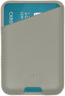 Accezz Leren Kaarthouder - Geschikt voor MagSafe en Qi2 - Light Grey Grijs - One size