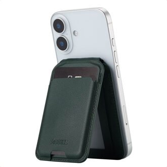 Accezz Leren Wallet met standaard - Geschikt voor MagSafe en Qi2 - Cedar Green Donkergroen - One size