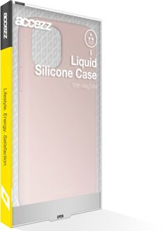 Accezz Liquid Silicone Backcover met MagSafe iPhone 15 Plus Telefoonhoesje Roze