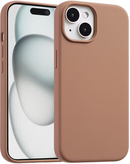 Accezz Liquid Silicone Backcover met MagSafe voor de Apple iPhone 15 - Lichtbruin