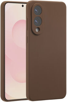 Accezz Liquid Silicone Backcover met MagSafe voor de Samsung Galaxy S25 Edge - New Tea Brown Bruin