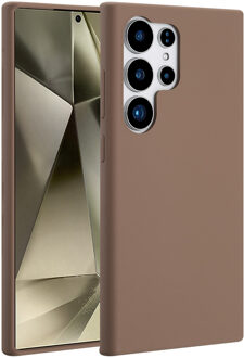 Accezz Liquid Silicone Backcover met MagSafe voor Samsung Galaxy S24 Ultra Telefoonhoesje Bruin