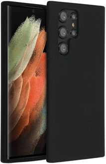 Accezz Liquid Silicone Backcover Samsung Galaxy S22 Ultra Telefoonhoesje Zwart