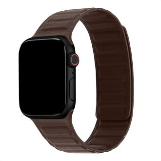 Accezz Magnetisch echt lederen bandje voor de Apple Watch | 38/40/41/42 mm - Chocolate Brown Donkerbruin - 42 mm