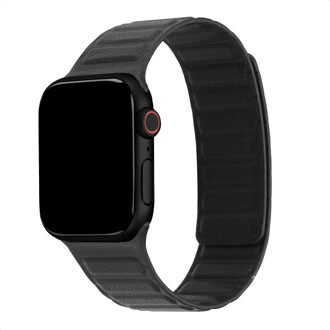 Accezz Magnetisch echt lederen bandje voor de Apple Watch | 38/40/41/42 mm - Zwart - 42 mm