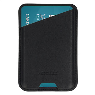 Accezz Magnetische Leren Kaarthouder - Geschikt voor Apple Find My - Onyx Black Zwart - One size
