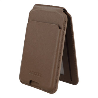 Accezz Magnetische Leren Wallet met standaard - Geschikt voor Apple Find My - Coffee Brown Bruin - One size