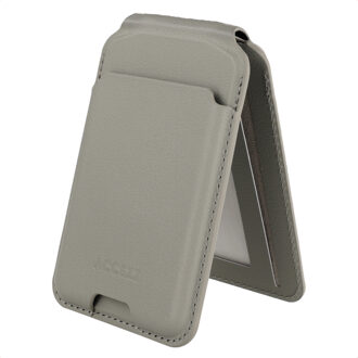 Accezz Magnetische Leren Wallet met standaard - Geschikt voor Apple Find My - Light Grey Grijs - One size