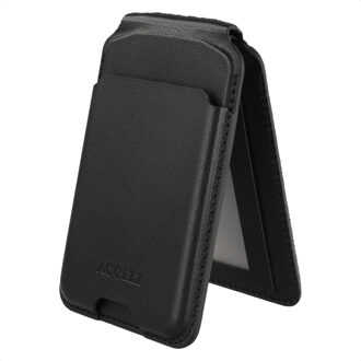 Accezz Magnetische Leren Wallet met standaard - Geschikt voor Apple Find My - Onyx Black Zwart - One size