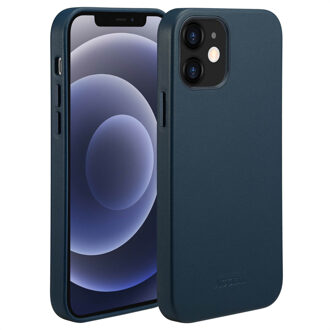 Accezz MagSafe Leather Backcover iPhone 12 (Pro) Telefoonhoesje Blauw
