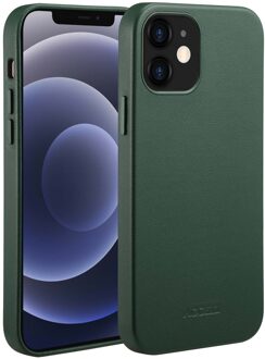Accezz MagSafe Leather Backcover iPhone 12 (Pro) Telefoonhoesje Groen