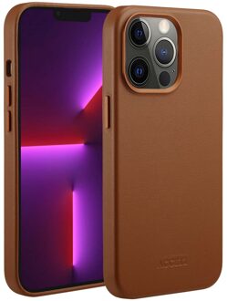 Accezz MagSafe Leather Backcover iPhone 13 Pro Telefoonhoesje Bruin