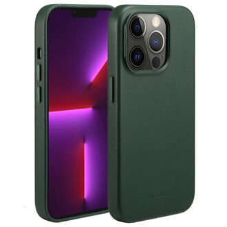 Accezz MagSafe Leather Backcover iPhone 13 Pro Telefoonhoesje Groen