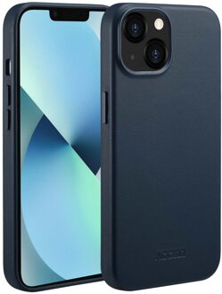 Accezz MagSafe Leather Backcover iPhone 13 Telefoonhoesje Blauw