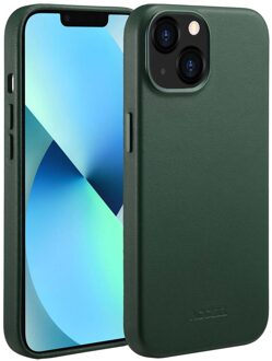 Accezz MagSafe Leather Backcover iPhone 13 Telefoonhoesje Groen