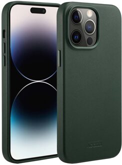 Accezz MagSafe Leather Backcover iPhone 14 Pro Max Telefoonhoesje Groen