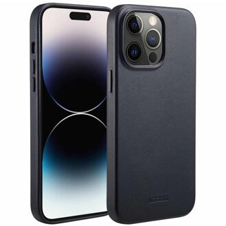 Accezz MagSafe Leather Backcover iPhone 14 Pro Max Telefoonhoesje Zwart