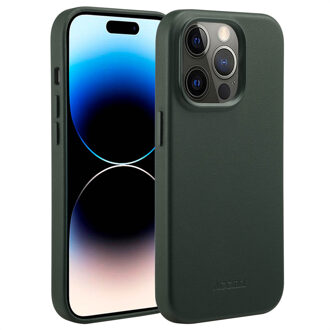 Accezz MagSafe Leather Backcover iPhone 14 Pro Telefoonhoesje Groen