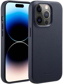 Accezz MagSafe Leather Backcover iPhone 14 Pro Telefoonhoesje Zwart