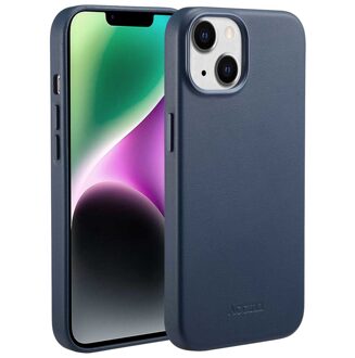 Accezz MagSafe Leather Backcover iPhone 14 Telefoonhoesje Blauw
