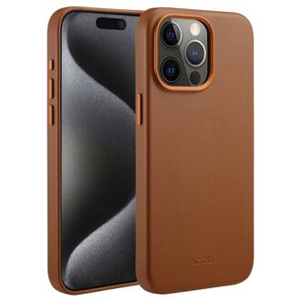 Accezz MagSafe Leather Backcover iPhone 15 Pro Max Telefoonhoesje Bruin