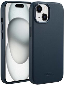 Accezz MagSafe Leather Backcover iPhone 15 Telefoonhoesje Blauw