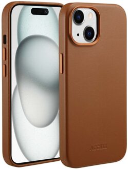 Accezz MagSafe Leather Backcover iPhone 15 Telefoonhoesje Bruin
