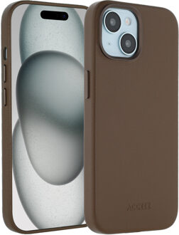 Accezz MagSafe Leather Backcover voor de Apple iPhone 15 - Coffee Brown Bruin