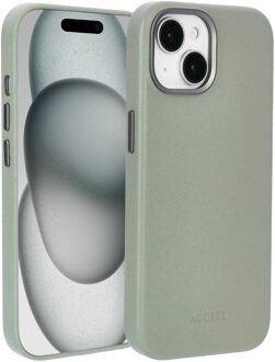 Accezz MagSafe Leather Backcover voor de Apple iPhone 15 - Light Grey Lichtgrijs