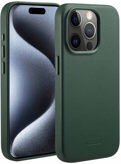 Accezz MagSafe Leather Backcover voor de Apple iPhone 15 Pro - Cedar Green Donkergroen