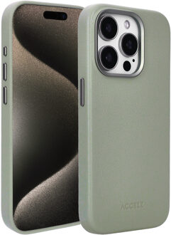 Accezz MagSafe Leather Backcover voor de Apple iPhone 15 Pro - Light Grey Lichtgrijs