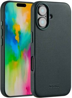 Accezz MagSafe Leather Backcover voor de Apple iPhone 16 - Cedar Green Donkergroen