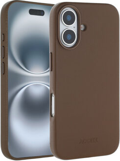 Accezz MagSafe Leather Backcover voor de Apple iPhone 16 - Coffee Brown Donkerbruin