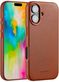 Accezz MagSafe Leather Backcover voor de Apple iPhone 16 - Sienna Brown Bruin