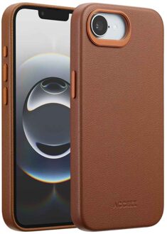 Accezz MagSafe Leather Backcover voor de Apple iPhone 16e - Sienna Brown Bruin