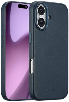 Accezz MagSafe Leather Backcover voor de Apple iPhone 17 - Nightfall Blue Donkerblauw