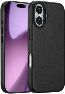 Accezz MagSafe Leather Backcover voor de Apple iPhone 17 - Onyx Black Zwart