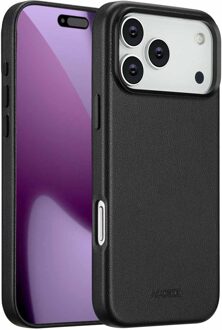 Accezz MagSafe Leather Backcover voor de Apple iPhone 17 Pro Max - Onyx Black Zwart