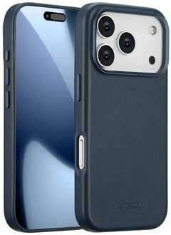 Accezz MagSafe Leather Backcover voor de Apple iPhone 17 Pro - Nightfall Blue Donkerblauw