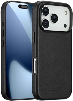 Accezz MagSafe Leather Backcover voor de Apple iPhone 17 Pro - Onyx Black Zwart