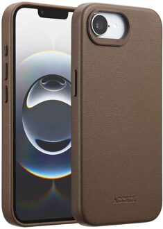 Accezz MagSafe Leather Backcover voor de Apple iPhone 17e / 16e - Coffee Brown Donkerbruin