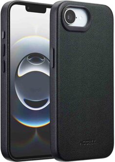 Accezz MagSafe Leather Backcover voor de Apple iPhone 17e / 16e - Onyx Black Zwart