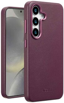 Accezz MagSafe Leather Backcover voor de Samsung Galaxy S25 - Heath Purple Paars