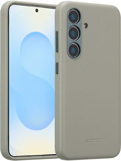 Accezz MagSafe Leather Backcover voor de Samsung Galaxy S25 - Light Grey Grijs